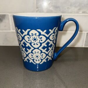 1 GIBSON HOME Blue & White Cup/Mug, Raised Relief Old Fashion White Lace Classic